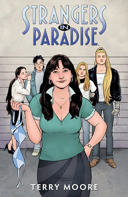Cover of Strangers In Paradise Omnibus Volume 1, illustrated by Terry Moore