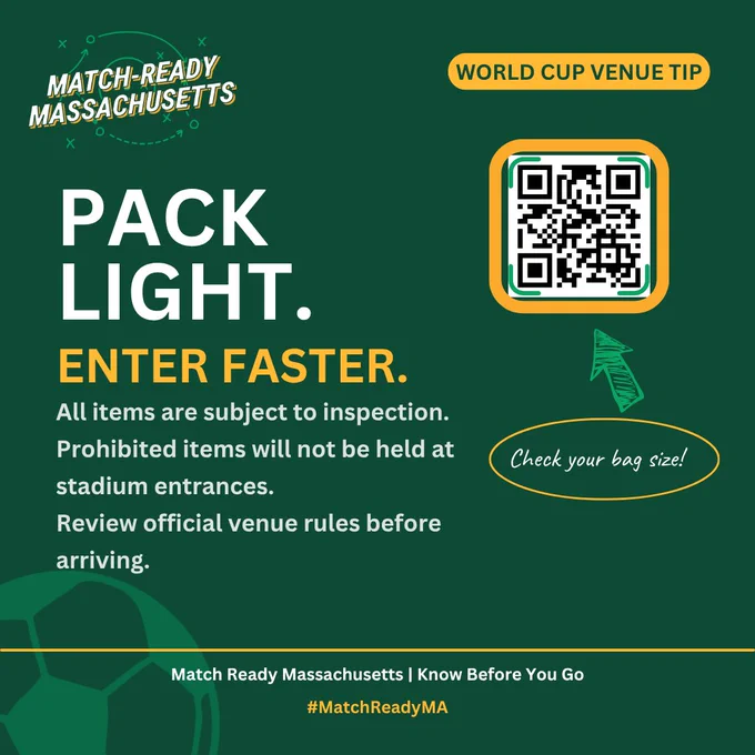 Pack light. Enter faster. All items are subject to inspection.