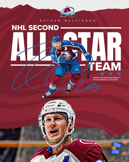 NHL Second All-Star Team. Nathan MacKinnon.