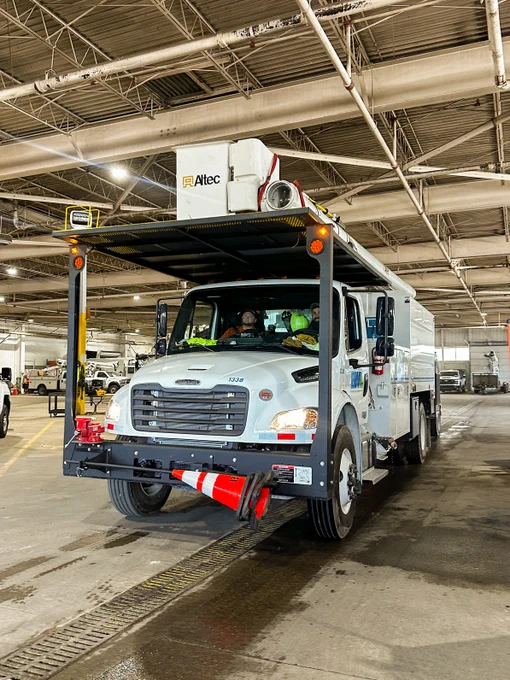 BWL truck pulls out of the line garage