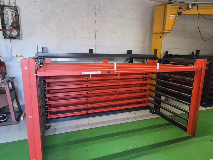 ✅ New installation completed!
Two sheet metal storage rack systems with a total of 16 pull-out shelves, serviced by a jib crane and vacuum lift for efficient and safe handling of sheet materials. Designed to optimize storage, improve accessibility, and enhance productivity.

#SheetMetalStorage #MaterialHandling #Manufacturing #Engineering #IndustrialSolutions #LeanManufacturing