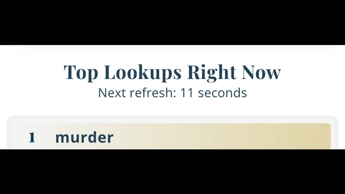 Top Lookups Right Now on Merriam-Webster 
1. murder