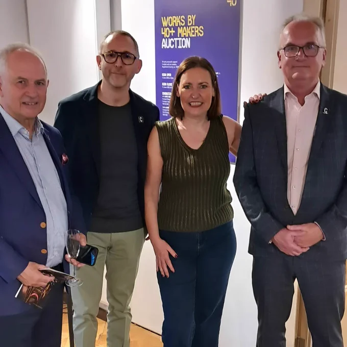 A photo of Vicky with CEO Jonathan Burton and Head of Business David Crump