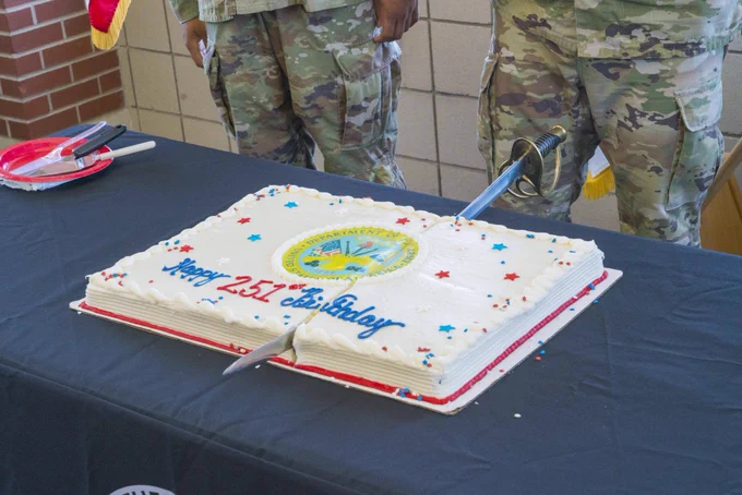 Happy Early Birthday, U.S. Army!\n\nEarlier today, CAC Command Sgt. Maj. Shaun Curry helped cut the Army birthday cake at the USDB, continuing a tradition that honors generations of Soldiers who have answered the nation's call. \n\nThis weekend we will celebrate the U.S. Army's 251st birthday and honor the Soldiers, civilians and families who have carried the legacy forward for generations. #DriveChangeForgeVictory