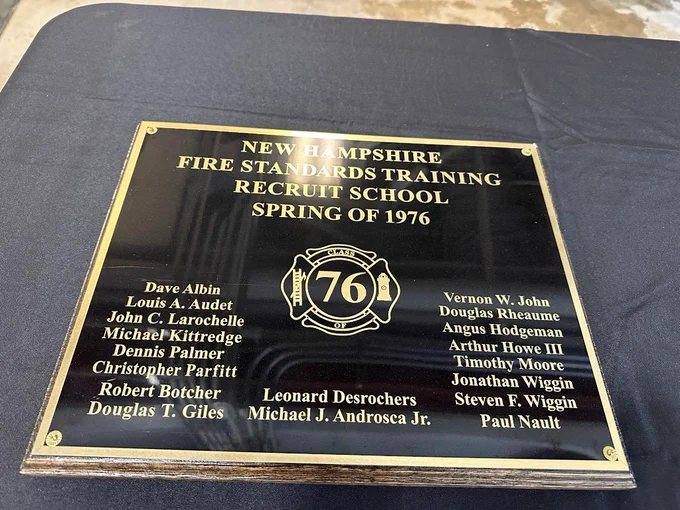 Plaque listing the names of the 18 people in the Spring 1976 Recruit Class.
