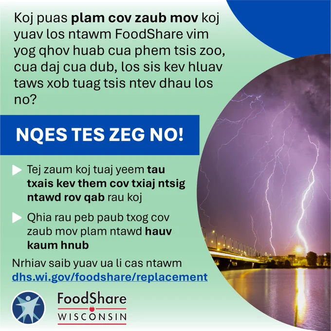 
Koj puas plam cov zaub mov koj yuav los ntawm FoodShare vim yog qhov huab cua phem tsis zoo, cua daj cua dub, los sis kev hluav taws xob tuag tsis ntev dhau los no? NQES TES ZEG NO! Tej zaum koj tuaj
