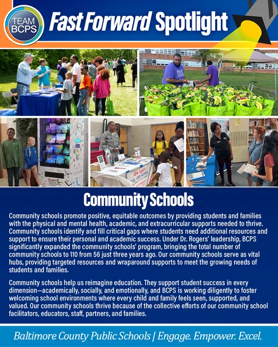 Community members and families engage at a Baltimore school event promoting support and resources for student success.