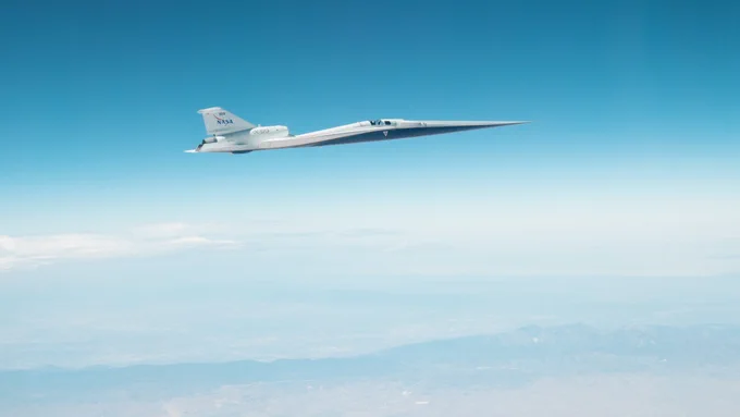 NASA’s X-59 quiet supersonic research aircraft reached its target speed and altitude for future community overflights for the first time during a flight on Friday, June 12, 2026. The milestone marked the first time the aircraft flew at Mach 1.4 and 55,000 feet — conditions it will fly when gathering community response data to its quiet sonic thump.