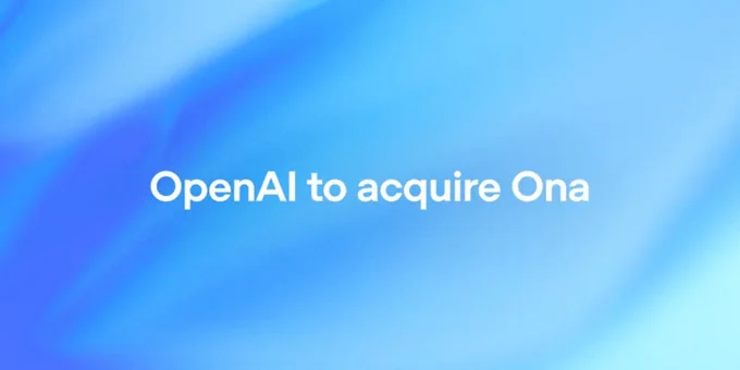 Text on a blue background announces OpenAI's acquisition of Ona, a cloud development environment company.