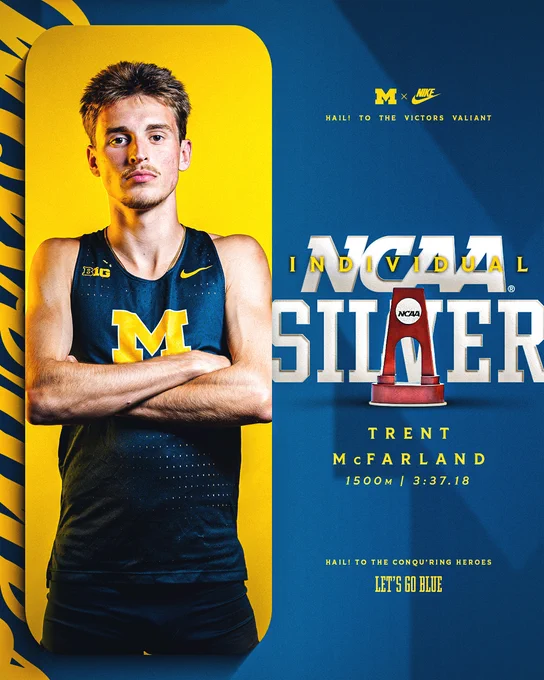 Trent McFarland finishes second in the 1500m at the NCAA Outdoor Championships