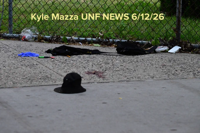 NYPD officers work the scene where a 52-year-old man was fatally shot multiple times throughout his body outside of 261 Lenox Road within the confines of the 67 precinct, Brooklyn, New York, USA, June 12, 2026. Friday afternoon at 3:30 PM the shooting transpired and the victim was taken to the hospital in critical condition and later pronounced dead. Several pieces of evidence including a knife, hat, shell casings and clothing were located on the scene. There are no arrests and the investigation is ongoing. The identity of the deceased is pending family notification.