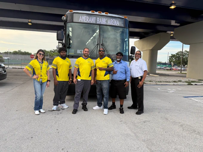Picture of BCT team at the Park and Ride of watch parties.