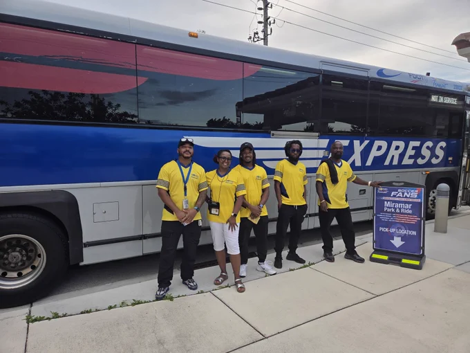 Picture of BCT team at the Park and Ride of watch parties.