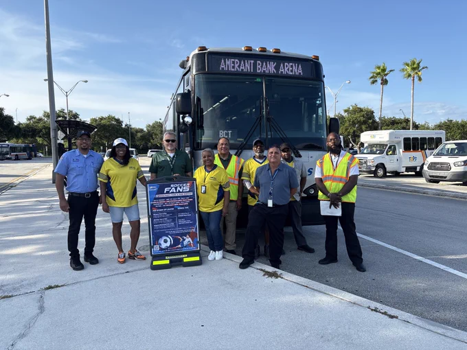Picture of BCT team at the Park and Ride of watch parties.