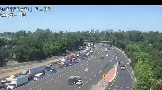 Southbound Interstate 5 near Sutterville in south Sacramento