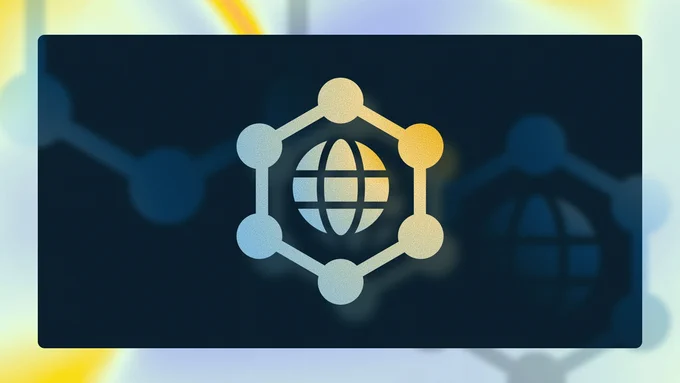 Network of connected nodes surrounding a globe icon, representing AI activity and data connections