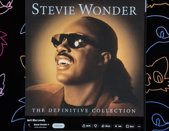 YouTube video playing the song Isn't She Lovely by Stevie Wonder.