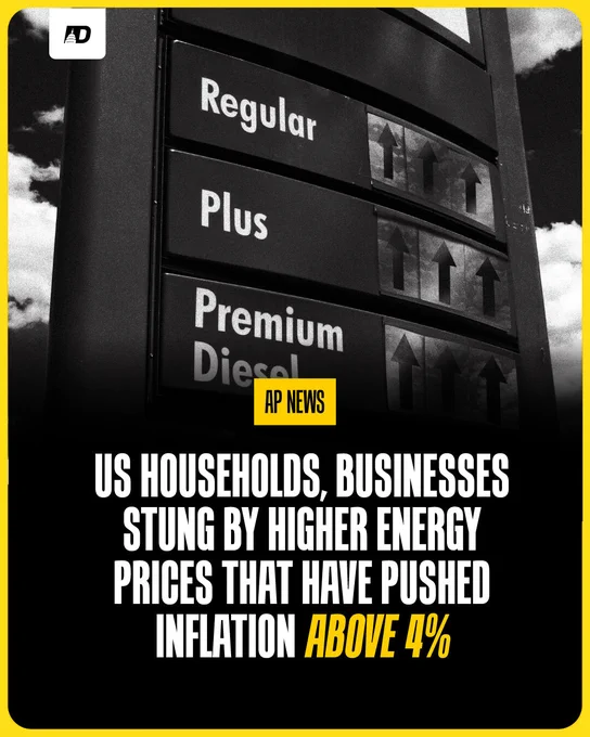 AP News: US households, businesses stung by higher energy prices that have pushed inflation above 4%