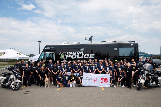 Group photo of the 39th annual Law Enforcement Torch Run participants from the Halton Regional Police Service.