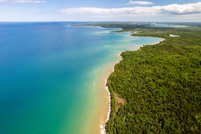 Lake Huron shoreline at Thompson Harbor State Park, summer 2022.  Photos taken by Tyler Leipprandt in cooperation with the MI DNR.  Credit goes to Tyler Leiprandt and Michigan Sky Media LLC.