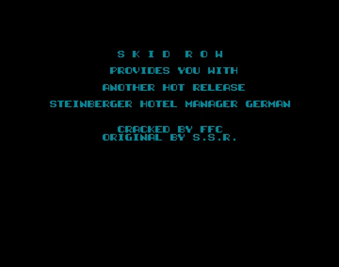Screenshot of "Steigenberger Hotelmanager" - Crack: Skid Row (SKR) - Published by First Step on Commodore Amiga (1991)