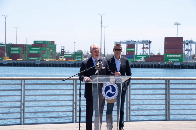 U.S. Department of Transportation Secretary Sean P. Duffy and Port of Los Angeles Executive Director Gene Seroka 