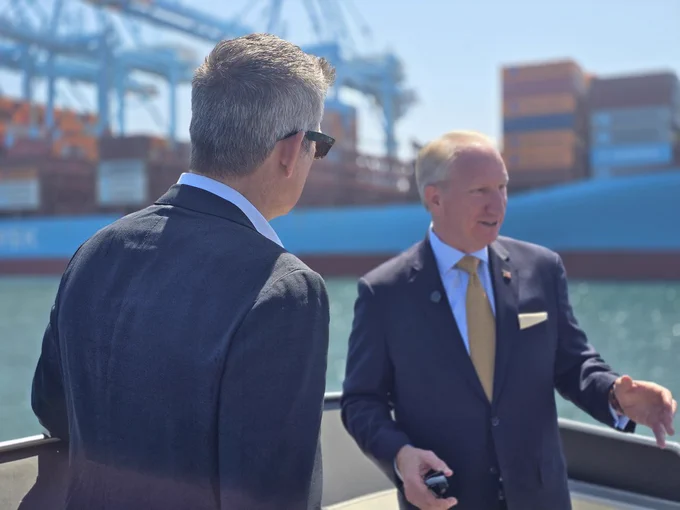 U.S. Department of Transportation Secretary Sean P. Duffy and Port of Los Angeles Executive Director Gene Seroka 