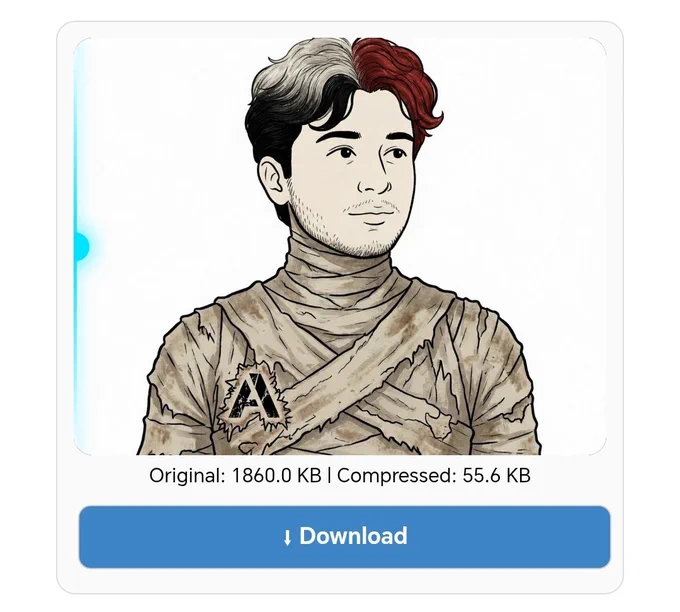 The picture shows the Pharaonic cartoon character of Sameh Nassar with poetry bearing the logo of Egypt and a pharaonic suit Mummy.

It appears inside a frame to illustrate the tool compressing the image without losing quality no matter what the size of the image is by scholster.com