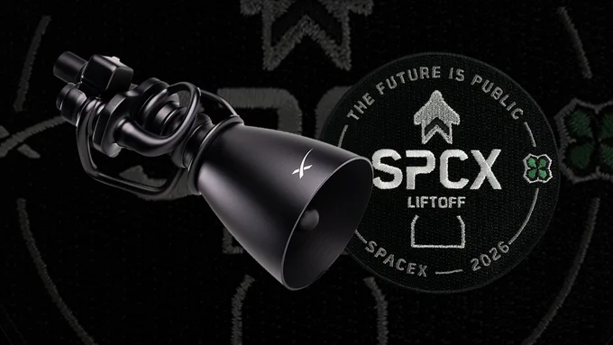 SpaceX celebrated its record IPO by offering a mission patch and a Raptor engine bell that really rings. (SpaceX)