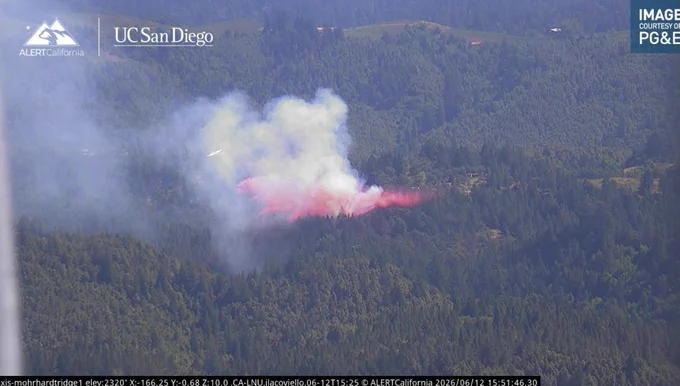 Image of the fire when an air tanker was making a drop.