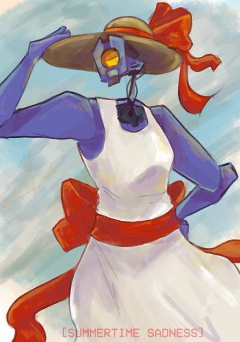 I was thinking about summertime sadness and mv2 when drawing it( i loke adding song references in my drawings) so thats why theres summertime sadness in here lol, also I KNOW that the hat angle is fucked up don't tell me this its 2 am i want to sleep already