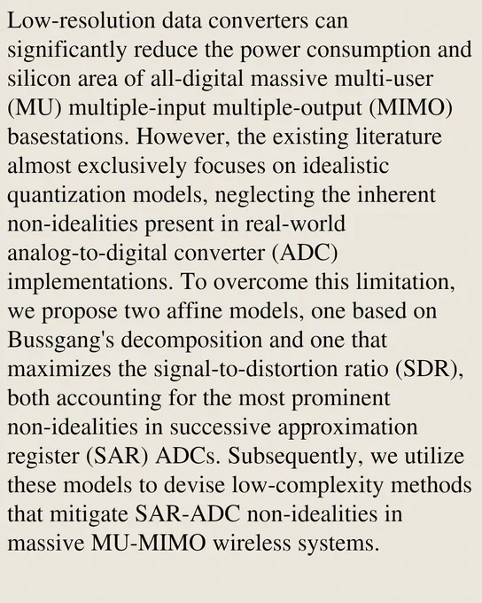Low-resolution data converters can significantly reduce the power consumption and silicon area of all-digital massive multi-user (MU) multiple-input multiple-output (MIMO) basestations. However, the existing literature almost exclusively focuses on idealistic quantization models, neglecting the inherent non-idealities present in real-world analog-to-digital converter (ADC) implementations. To overcome this limitation, we propose two affine models, one based on Bussgang's decomposition and one that maximizes the signal-to-distortion ratio (SDR), both accounting for the most prominent non-idealities in successive approximation register (SAR) ADCs. Subsequently, we utilize these models to devise low-complexity methods that mitigate SAR-ADC non-idealities in massive MU-MIMO wireless systems.