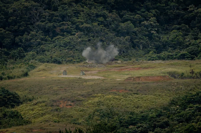 A Neros Archer attack drone impacts a target on a live-fire range on Camp Schwab, Okinawa, Japan, May 28, 2026. The range was conducted to familiarize U.S. Marines from 2nd Battalion, 8th Marine Regiment, 3rd Battalion, 7th Marine Regiment, and 3rd Light Armored Reconnaissance Battalion on the Neros Archer drone. (U.S. Marine Corps photo by Cpl. Joaquin Dela Torre)