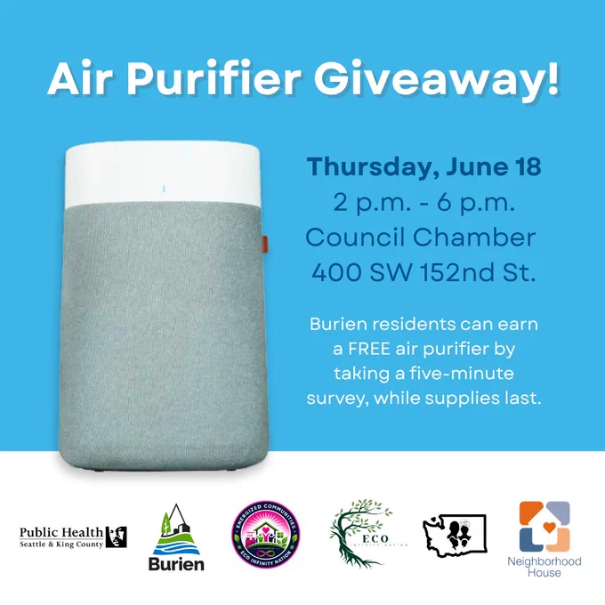 "Air purifier giveaway event flyer"