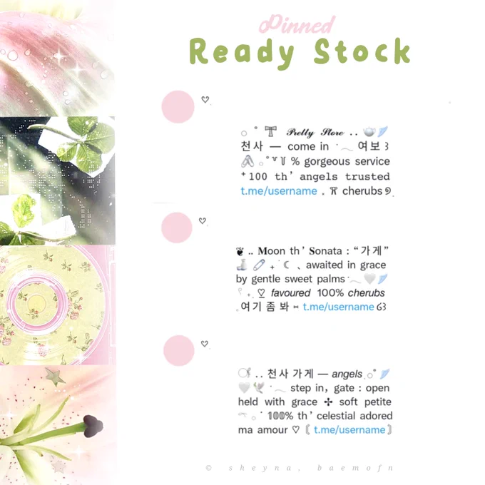 ㅤ
ㅤㅤㅤ꒰ 🍶🕊🫖🪽/ IDR. 5,5OO ꒱

ㅤㅤㅤCODE (A) 

ㅤㅤㅤCODE (B) 

ㅤㅤㅤCODE (C)
ㅤ