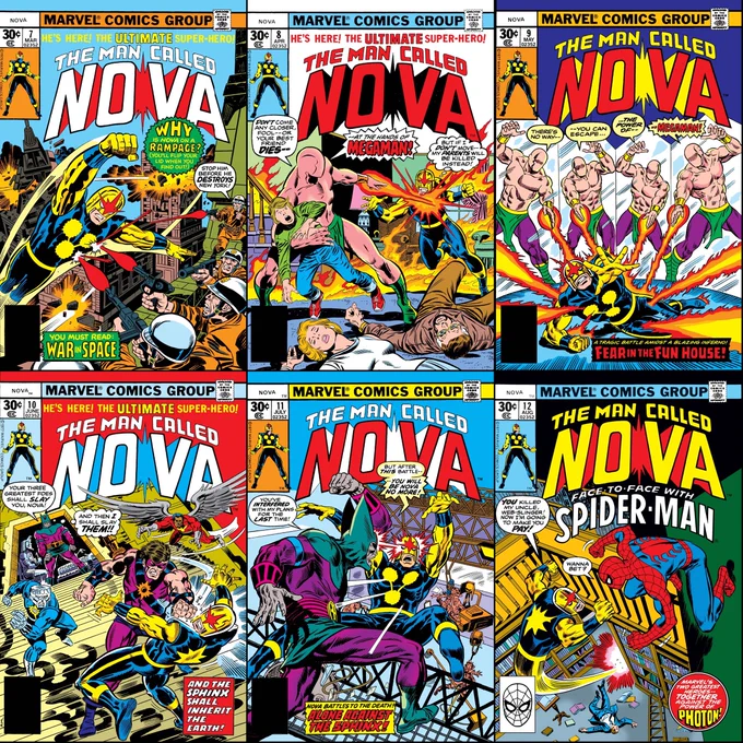 Nova #7-12 cover dated March-August 1977.