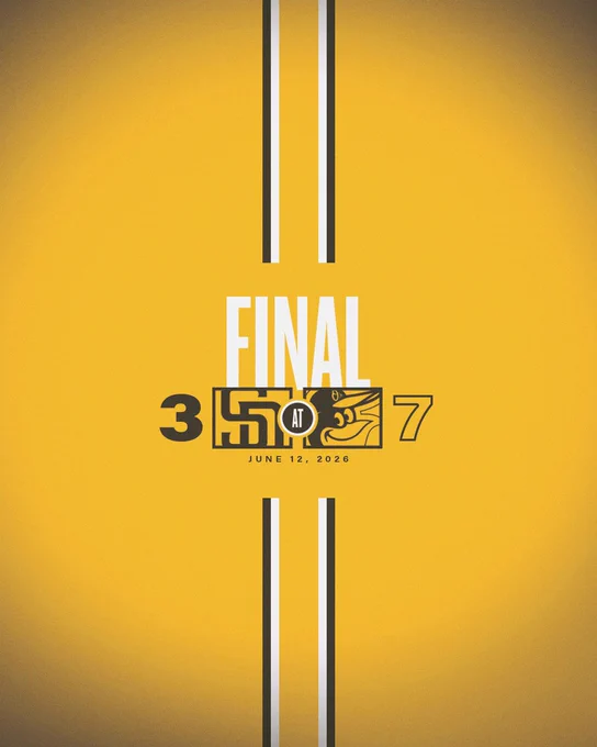 Padres final score graphic. The background of the graphic is gold. In the center of the graphic, there are vertical stripes that are brown and white. In the center of the stripes, white text reads “FINAL”. Below that, is today’s final score: Padres 3, Orioles 7. Today’s date is written below the final score: June 12, 2026. 