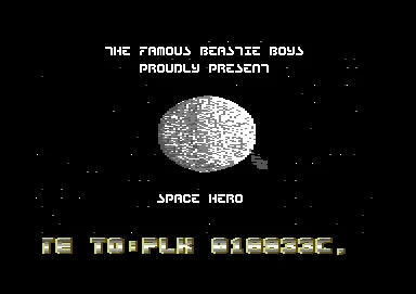 Screenshot of "Space Hero" - Crack: Beastie Boys (BB) - Published by The Syndicate on Commodore 64 (19xx)