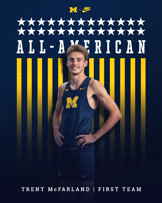Trent McFarland earns First Team All-America honors in the 1500m at the NCAA Outdoor Championships
