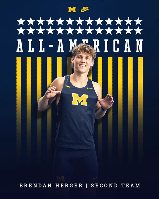 Brendan Herger earns Second Team All-America honors in the 1500m at the NCAA Outdoor Championships
