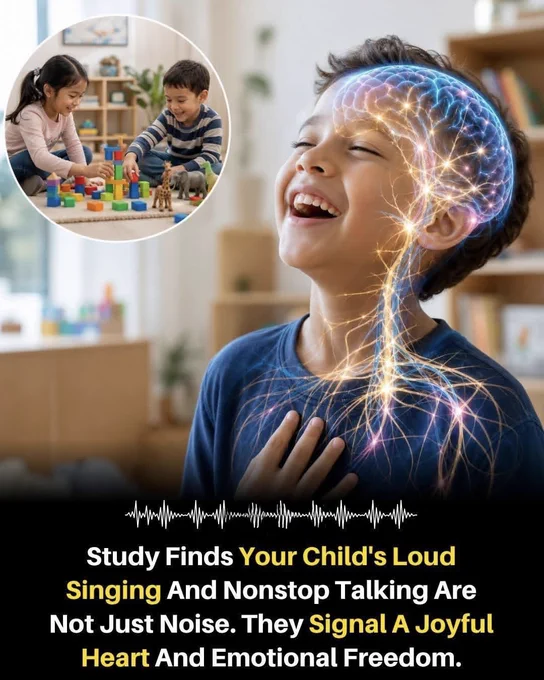 YOUR CHILD’S “NOISE” IS ACTUALLY A SIGN 

That loud singing… nonstop talking… it’s not just noise.
Studies suggest kids who express themselves freely often feel safe, happy, and emotionally secure. Their voice gets louder because their heart feels lighter.
So next time it feels “too much”… remember it might actually be a sign of joy.

Source: American Academy of Pediatrics. Emotional Development and Expression in Children.