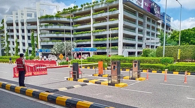 IGI Airport Terminal 2's multi-level parking stands out with vertical greenery - a rare sight in Delhi's concrete landscape.