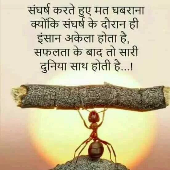 संघर्ष करते हुए मत घबराना, क्योंकि संघर्ष के दौरान ही इंसान अकेला होता है। सफलता के बाद तो सारी दुनिया साथ होती है।