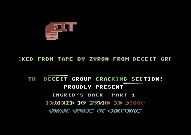 Screenshot of "Ingrid's Back!" - Crack: Cosmos - Published by Level 9 Computing on Commodore 64 (1988)