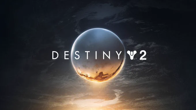 Destiny 2 Traveler floating above a yellow glow behind the DESTINY 2 Logo
