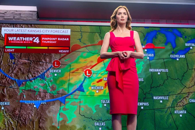 Emily Blunt mesmerises in Steven Spielberg's Disclosure Day as Margaret Fairchild, a Kansas City weather forecaster who suddenly acquires powers that might just hold the key to uncovering the truth about extra terrestrial beings.
