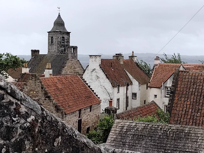 View of rooftops in Culross.