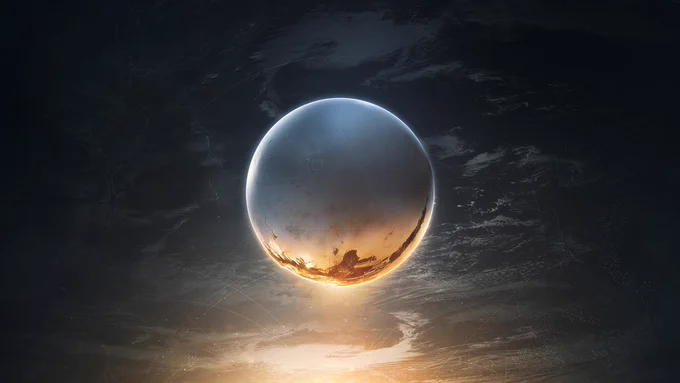 Destiny 2 Traveler floating above a yellow glow