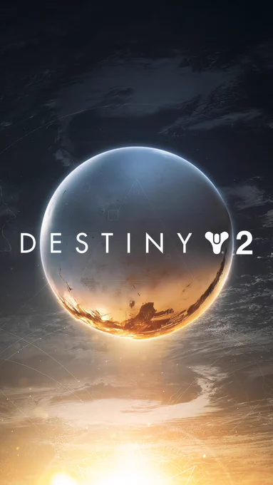 Destiny 2 Traveler floating above a yellow glow behind the DESTINY 2 Logo