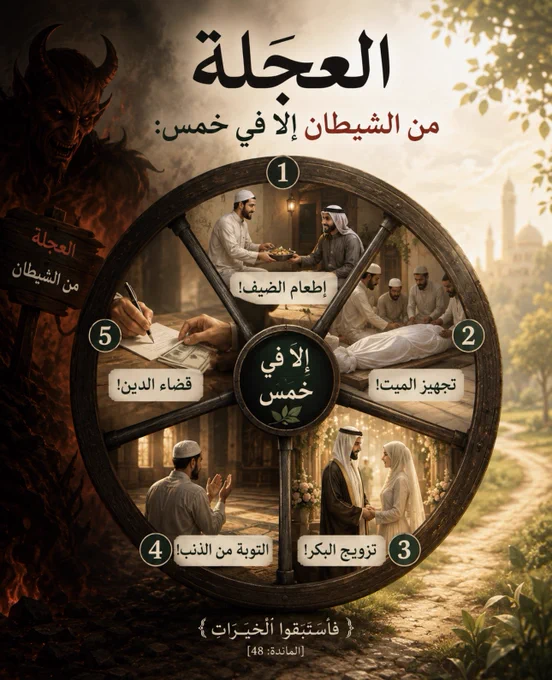 العـجلة من الشيطـان إلا في خمس